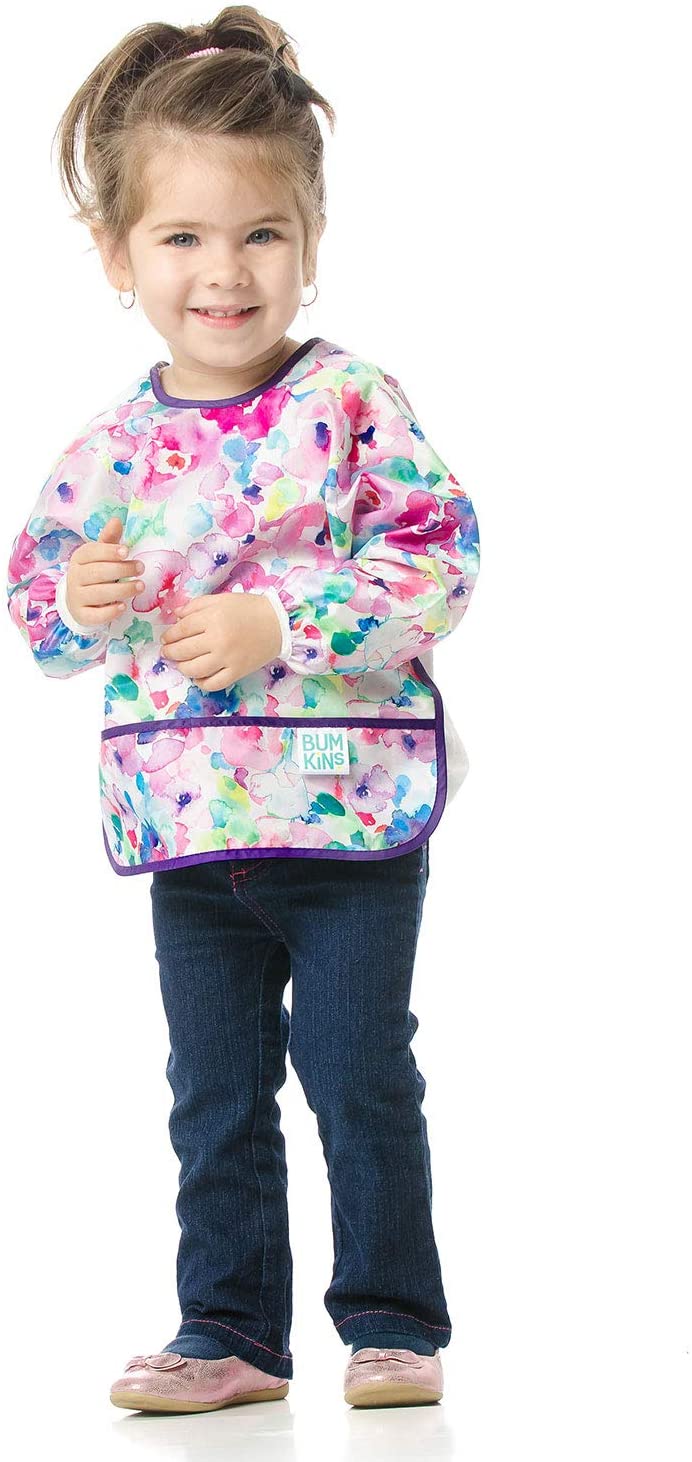Bumkins Sleeved Bib, Handy Tie Closure for Custom Fit Catch-All Pocket, Baby-Led Weaning, Waterproof, Machine Washable - Image 2