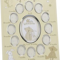 Button Corner Aluminium Photo Frame "My First Year" New Born Baby CG784