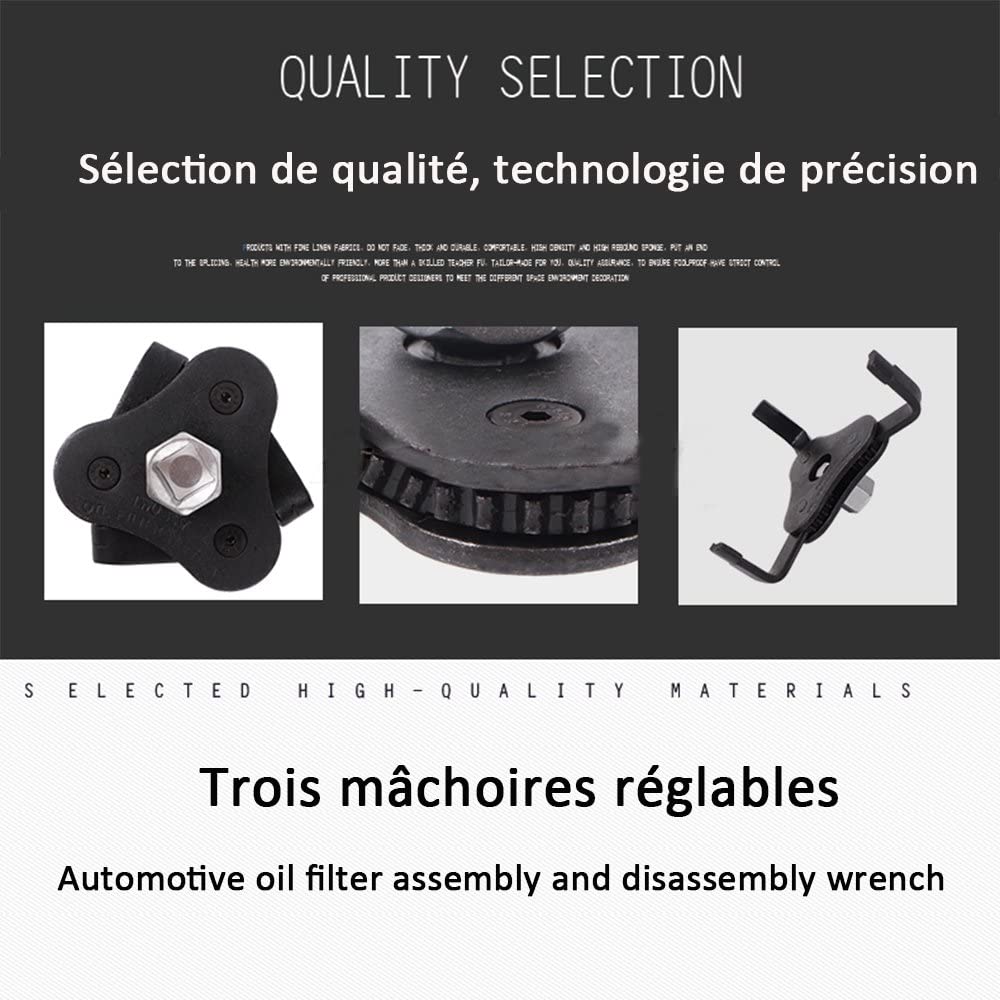 Oil Filter Wrench 53mm - 108mm Diameter Removable Filter Universal Car Tool Black - Image 3