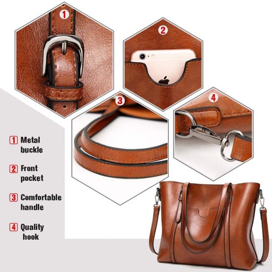 BestoU Handbags for Ladies PU Leather Women Shoulder Bag Large Tote Shopper - Image 4