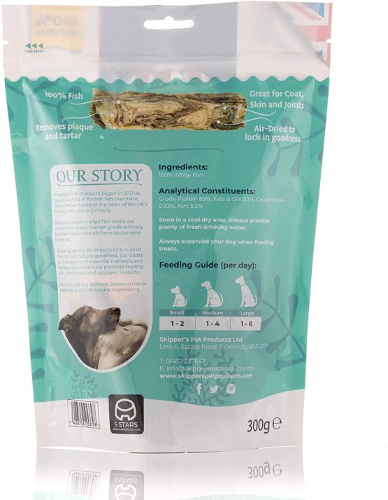 SKIPPER'S Fish Skin Jerky Fingers 250gm - Busting Plaque & Tartar - 100% Natural, Healthy, Low Fat & Grain Free Dog Treats and Chews - Image 3