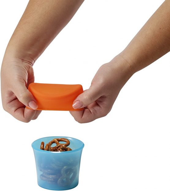 Boon SNUG Stretchy Silicone Lids and Containers Baby Food Storage Containers Ideal Baby Shower Gift for New Parents Non Spill Cups for Toddler and Baby Snacks Suitable for Babies from 9 Months+, blue - Image 3