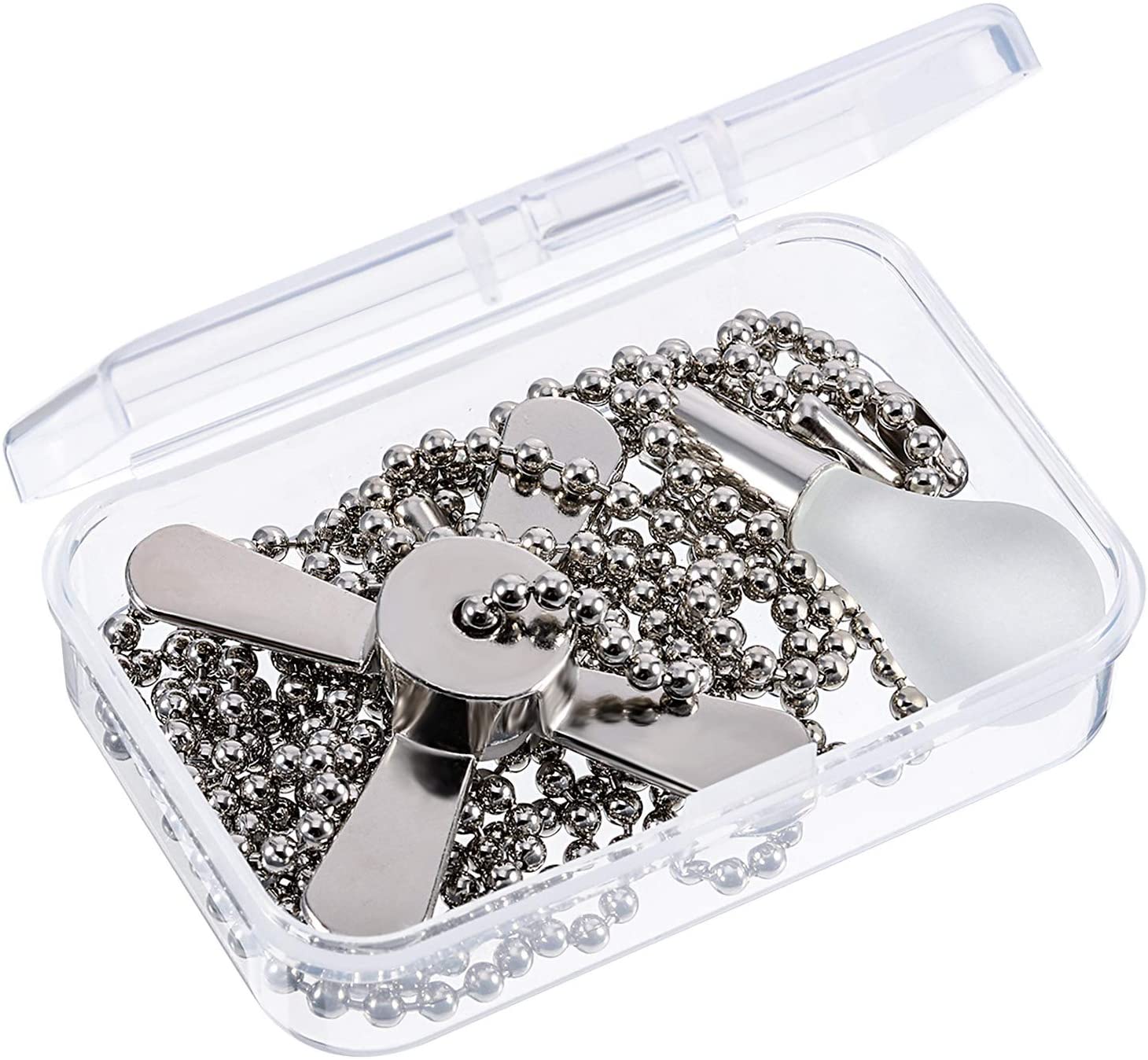 2 Pieces Metal Fan and Light Bulb Shaped Pull Chain Set with Connector, 1 Piece Length Extension