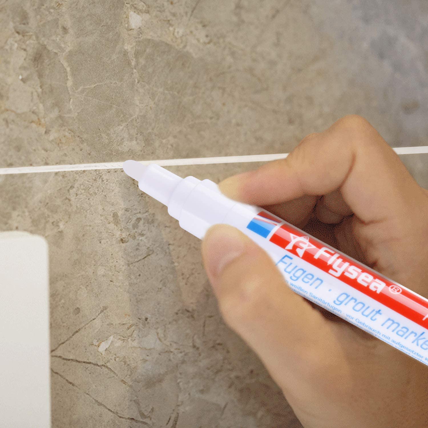 ABOAT Grout Pen White Grout Repair Marker with Replacement Nib Tip to Restore The Look of Tile
