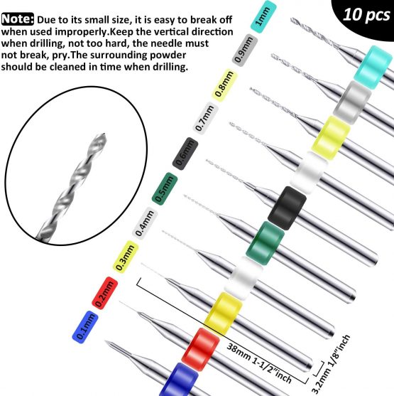 57 Pieces Hand Drill Bits Set, Pin Vise Hand Drill, 46 Pieces Micro Twist Drill Bits and 10 Pieces PCB Mini Drill Bits for Resin Polymer Clay Craft DIY Jewelry (0.1-1mm, Random Color PCB Drill) - Image 3