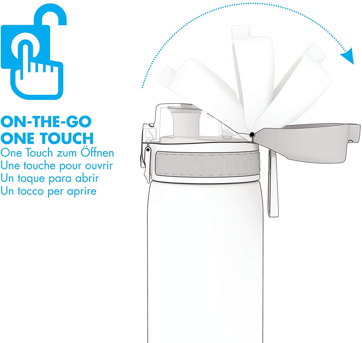 Ion8 Water Bottle, 500 ml/18 oz, Leak Proof, Easy to Open, Secure Lock, Dishwasher Safe, BPA Free, Hygienic Flip Cover - Image 2