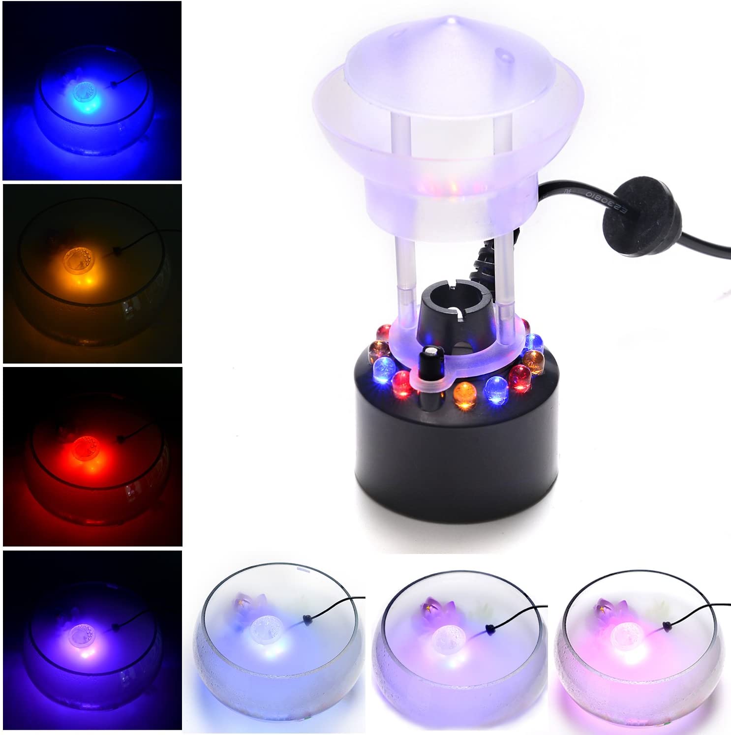 FITNATE Splash Guard Ultrasonic Mist Maker,12 LED Mister Fogger Water Fountain Pond Fog Machine Atomizer Air Humidifier - Image 2