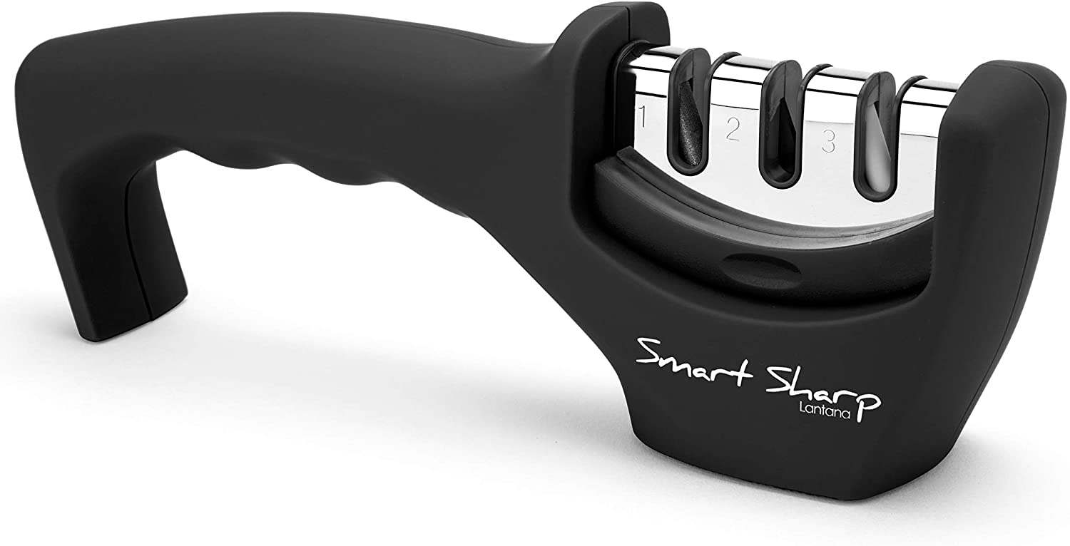 Lantana Smart Sharp Knife Sharpener, Professional 3 Stage Manual Sharpener for Sharpening Kitchen Knives, Ceramic Stone