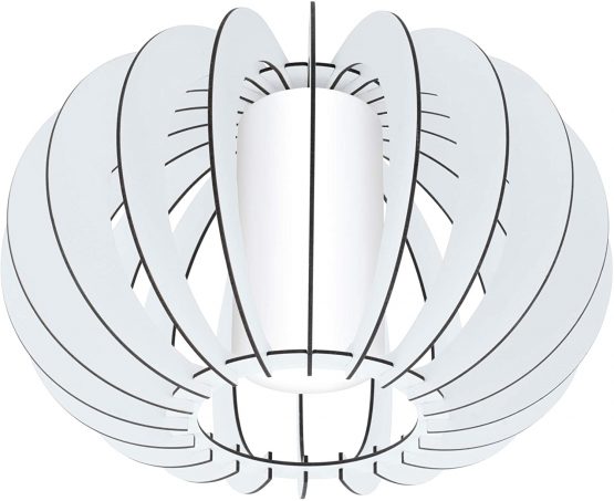 EGLO Stellato 2 Ceiling Light 1-Bulb Vintage Modern Living Room Lamp Made of Steel, Wood and Glass in White, Kitchen Lamp, Hallway Lamp Ceiling with E27 Socket