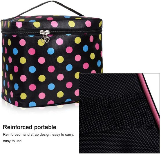 HQdeal Large Capacity Travel Makeup Organiser Cosmetic Storage Toiletry Bag Waterproof for Women- Black - Image 3