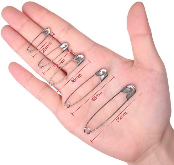 TUPARKA 300 Pcs Assorted Safety Pins Nickel Plated Pins for Clothing Crafts Arts,5 Sizes (25,30,35,45,55mm) - Image 4