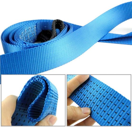 Tow Rope High Strength Towing Strap - 5 Maters 8 Ton (16.4' Long 17600 Lb), with Two Safety Hooks & Reflective Strip, Bibetter Road Recovery Towing Cable Winch Strap - Image 2