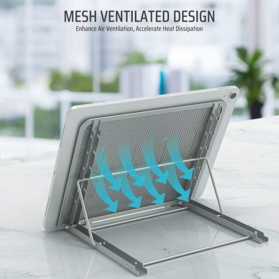 Lidasen Laptop Stand Tablet,Foldable Portable Ventilated Desktop Laptop Holder, Cooling Stand (10"-15.6") compatible with Dell XPS, HP, Lenovo,Universal Lightweight&Adjustable Ergonomic Tray (Silver) - Image 2