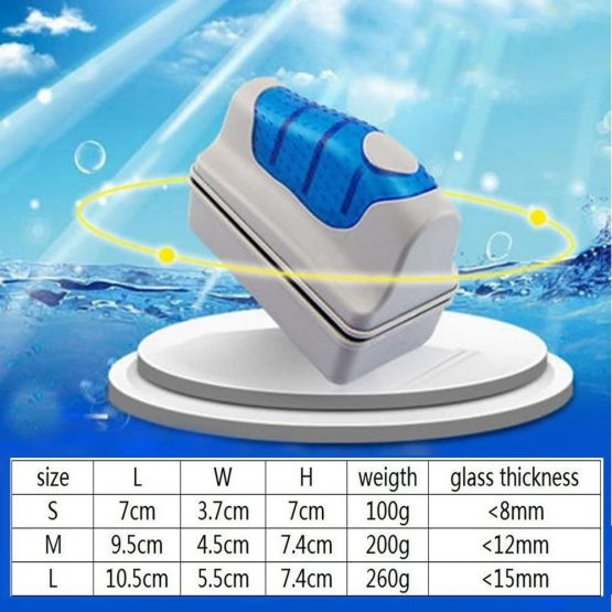 COVVY Magnetic Aquarium Fish Tank Glass Cleaner Brush- Scrubber Floating Clean Brush For Aquatic Algae Cleaning-Big Medium Small Size (S) (S, Blue) - Image 4