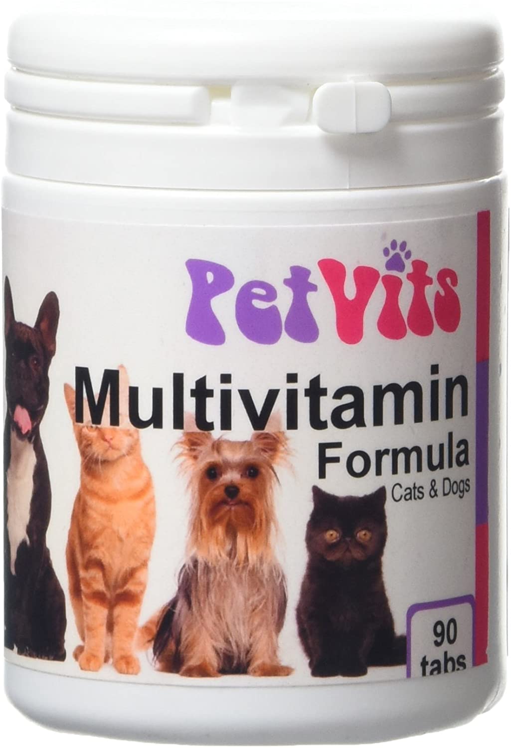 PetVits Multivitamin Formula for Cats & Dogs : Multivitamin General Health Pet Supplement : 90 Tablets, in a 99% recycled pot