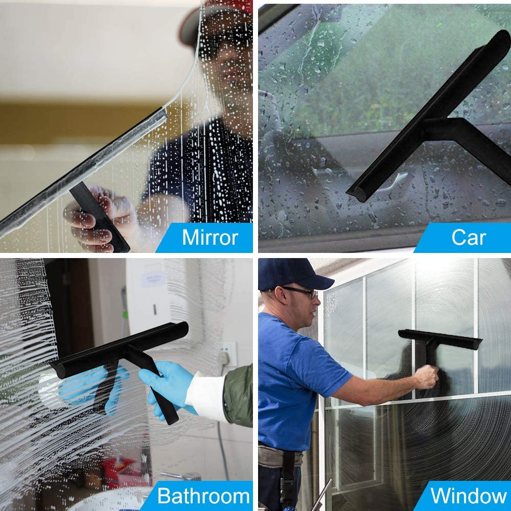 CGBOOM Shower Squeegee Black Silicone, Shower Glass Wiper Squeegee ...