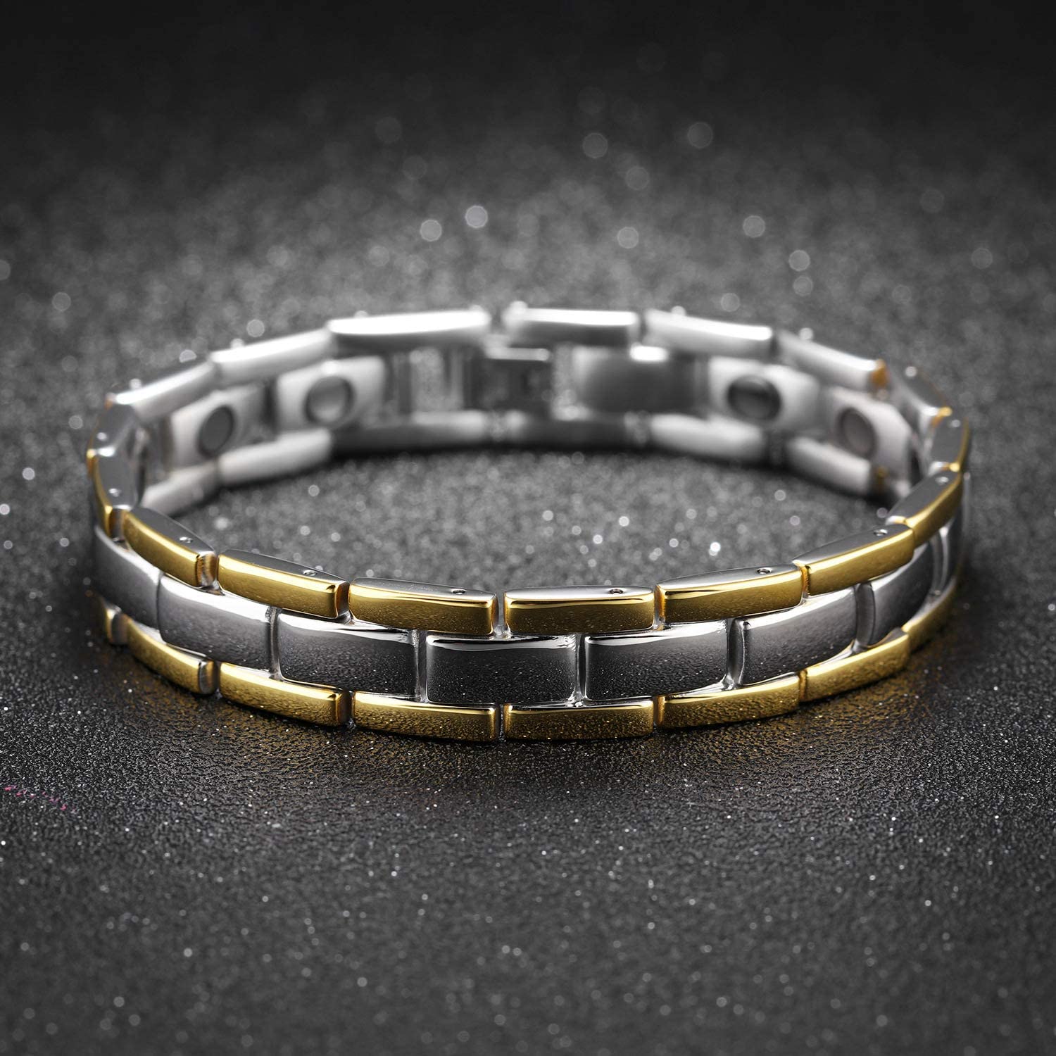 Jeracol Lymph Detox Titanium Steel Magnetic Bracelet for Men with Strength Magnets(3500Gauss) Womens Magnetic Wristband Brazaletes,Adjustable Size with Remove Tool & Gift Box - Image 2