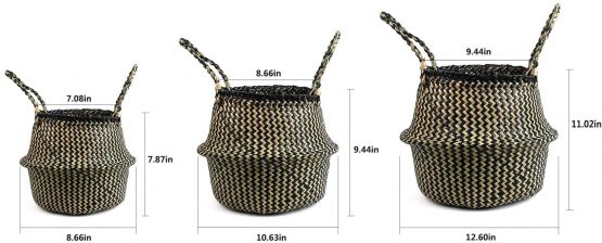 BlueMake Woven Seagrass Belly Basket for Storage Plant Pot Basket and Laundry, Picnic and Grocery Basket (Medium, Original) - Image 2