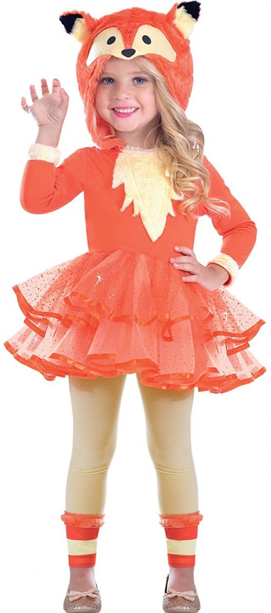 amscan 9903510 Orange Fox Hooded Dress with Leg Warmers - Age 7-8 Years - 1 PC