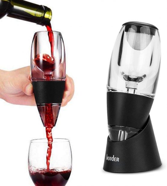 Hotder Wine Aerator Decanter with Base Gift Set for Red Wine Black for Christmas Gift - Image 2