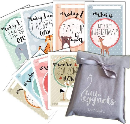 Baby Cards for Milestone Moments - 40 Unisex Designed Photo Cards Including Pregnancy and Key Age Markers. Great baby Shower Gift