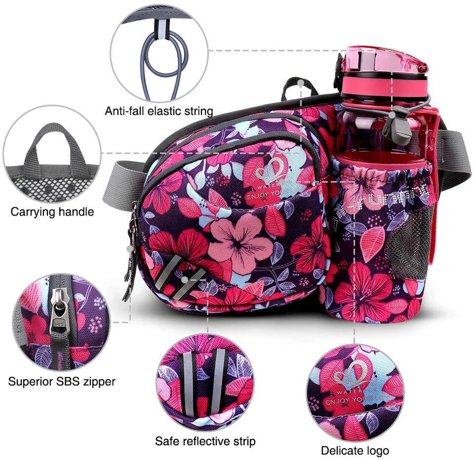 Waterfly Waist Pack Fanny Pack Bum Bag Hip Pack Running Bag Waist Bag Running Belt Sack Water Resistant with Bottle Holder for Hiking Camping Dog Walking - Image 2