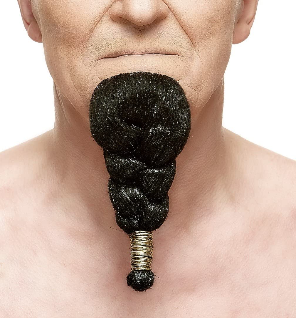Mustaches Self Adhesive, Novelty, Pharaoh Fake Beard, False Facial Hair, Black Color