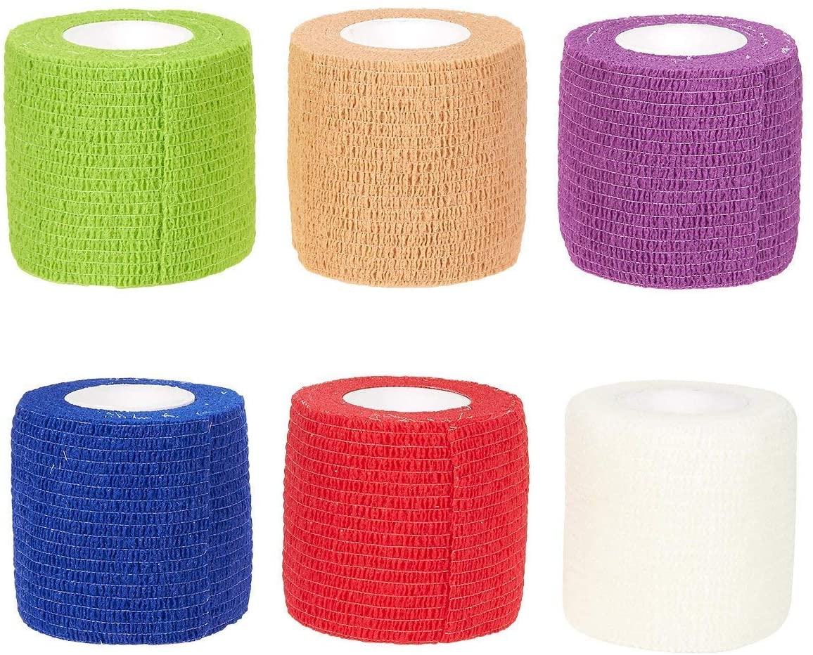 12 Pack Self Adherent Cohesive Bandages for Sports Travel First Aid Kit, Vet Wrap for Horses Dogs, 5 cm x 1.8 Metres, 6 Colours - Image 4