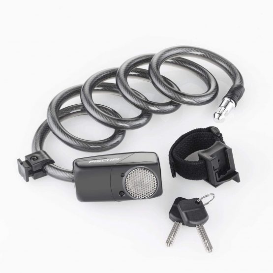 fischer Coil Cable Lock with Alarm, Black, One Size