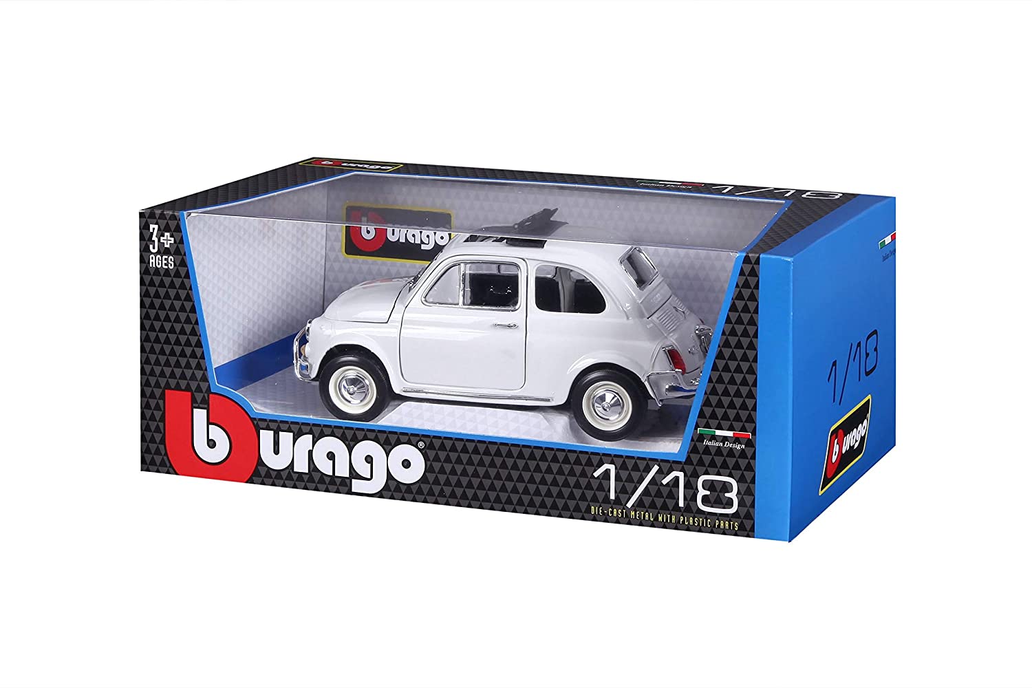 Bburago Fiat 500L 1968, Realistic Vintage Car Model in 1:18 Scale, Diecast Replica with Opening Parts, 2 Random Colours - Image 4