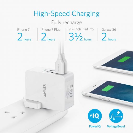 Anker USB Plug Charger 5.4A/27W 4-Port USB Wall Charger, PowerPort 4 Lite with Interchangeable UK and EU Travel Charger, Adapter for iPhone XS/XS Max/XR/X/8,Galaxy S8/Note 3,iPad Air 2/mini 3,and More - Image 3