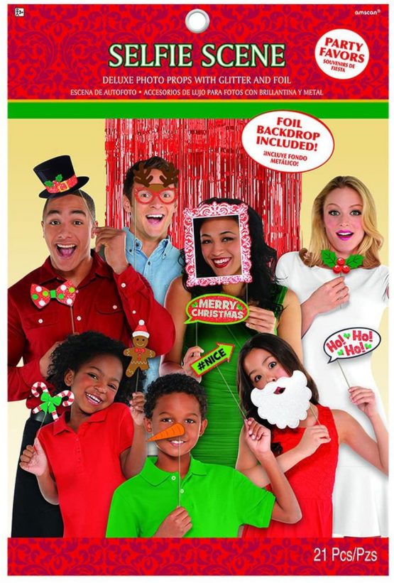 amscan 10119847 Christmas Photo Booth Party Kit-21 Pcs