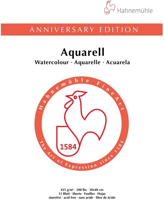 Hahnemuhle Anniversary Edition 425gsm Watercolour Block 30x40cm, 15 Sheets