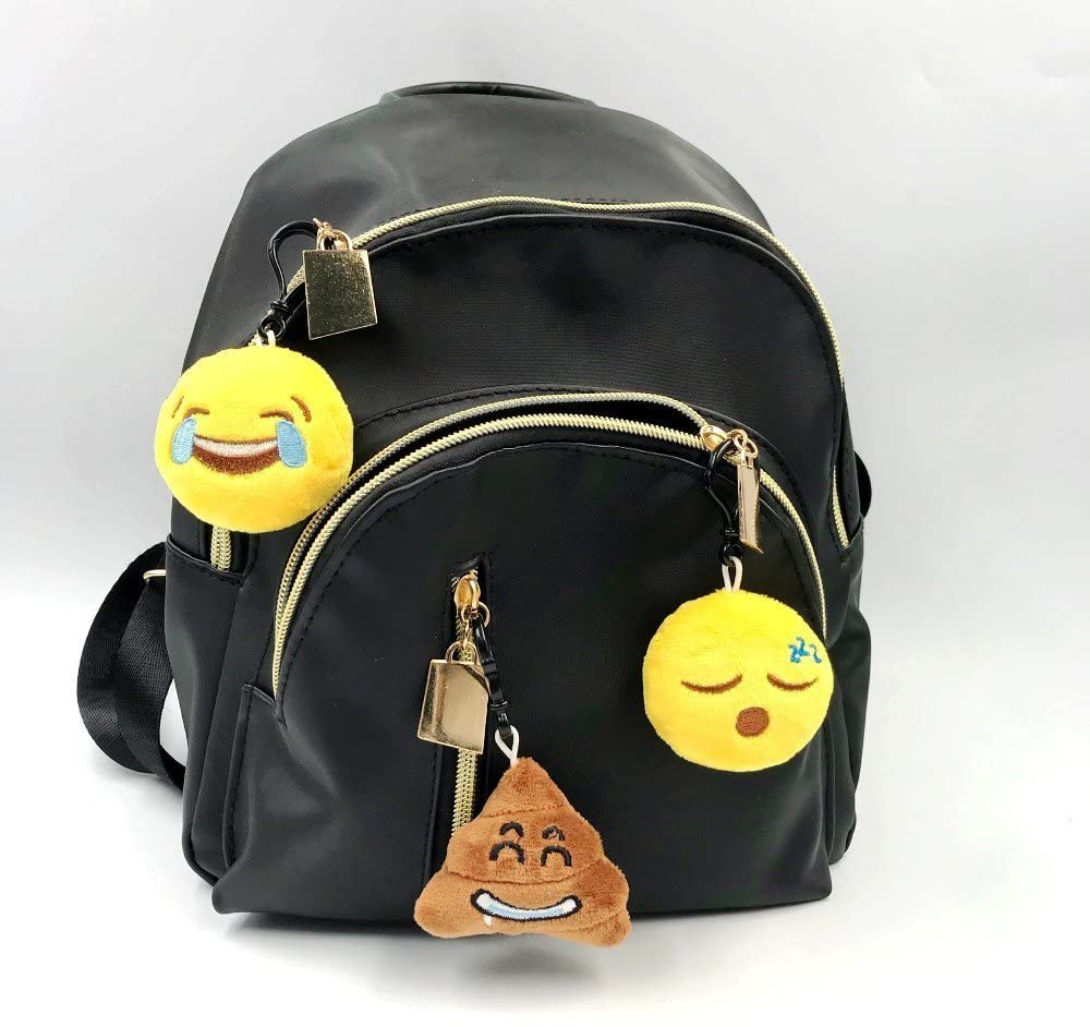 JZK 38 x Mini plush emoticon keychain keyring 5cm / 2 inch yellow small smiley face backpack key chain for kids adult birthday party favours keepsake giveaways gift - Image 3