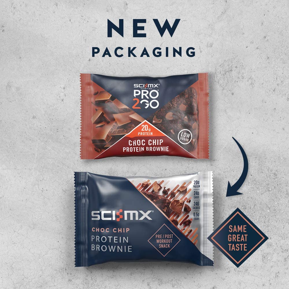 SCI-MX High Protein Chocolate Chip Brownie Box, 20g protein, 0.5g sugar + 246 calories per brownie, Pack of 12 x 65 g - Image 4
