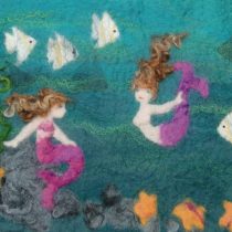 Artfelt mermaid picture felt kit- a carefully designed felting kit to make mermaid and fish pictures with online tutorial.