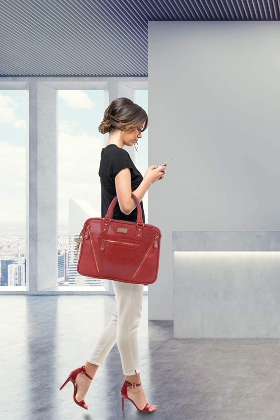 CATWALK COLLECTION HANDBAGS - Women's Leather Tote Shoulder Bag - Ladies Briefcase Work Bag - Additional Cross Body Strap - Tablet/Laptop Messenger Bag - SIENNA - Image 2