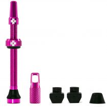 Muc-Off Pink Tubeless Presta Valves, 60mm - Premium No Leak Bicycle Valves With Integrated Valve Core Removal Tool