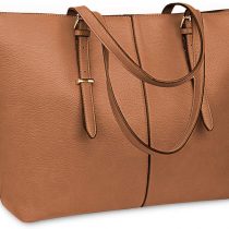 Women Handbag Laptop Tote Bag 15.6 Inch Large Leather Shoulder Bag Designer Lightweight Computer Tote Bag Lady Stylish Handbags for Work Business School College Travel Brown