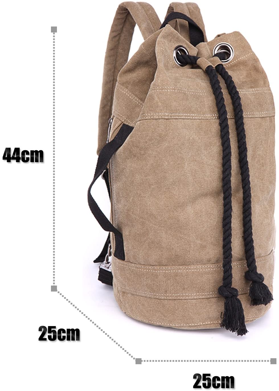 LOSMILE Canvas Travel Duffles,Holdall Travel Bags Overnight Weekend Bags Carry On Shoulder Tote Bag Rucksack Luggage.(L-BROWN) - Image 2