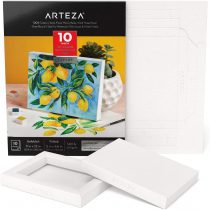 Arteza Watercolour Paper Pad, Foldable Canvas Artist Paper, 12.7 x 16.7 cm, 10 Sheets, Heavyweight, 140 lb, 300 GSM, Acid-Free, 100% Cotton Pulp DIY Frames for Painting & Mixed Media Art