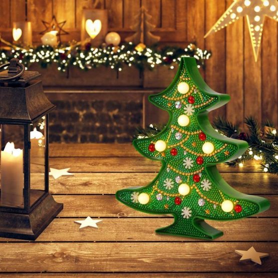 Diamond Painting Lamp with LED Lights Christmas Decor Cute Snowman Christmas Tree Night Light for Home Decorations Christmas Gifts Art Crafts (Xmas Tree) - Image 4