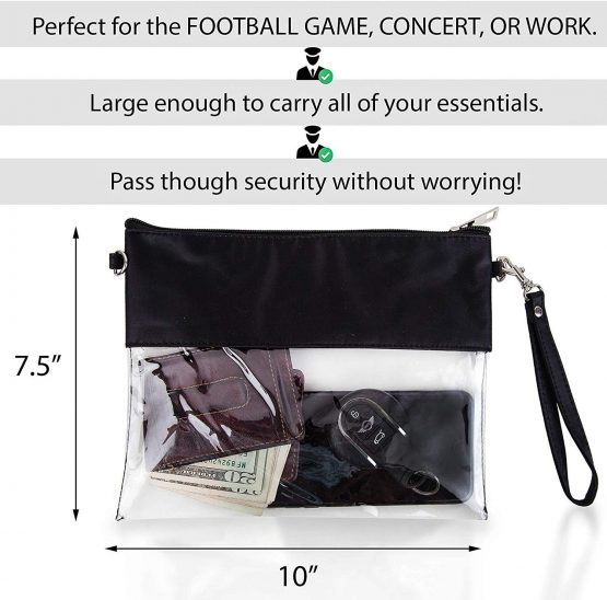 CAREOR Clear Tote Bag - Adjustable Cross-Body Strap Bag, NFL Approved Clear Vinyl Bag Gameday Crossbody Purse Bag with Zipper Closure for Work School Sports Games (Purple) - Image 3