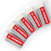 STABILO Legacy Large White Eraser Plastic Rubber Erasers [Pack of 5 Erasers]