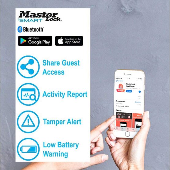 Master Lock 4401EURDLH Smart Padlock [Bluetooth Compatible with Smartphones] [Long Shackle] [Weatherproof] 4401EURDLH-Best Used for Gates and Fences, Storage Lockers, Garages and More, 57mm - Image 4