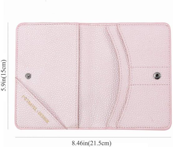 Passport Holder Cover, Lychii PU Leather Travel Wallet Case Organiser for Passport, Business Cards, Credit Cards, Boarding Passes (Pink Wallet) - Image 2