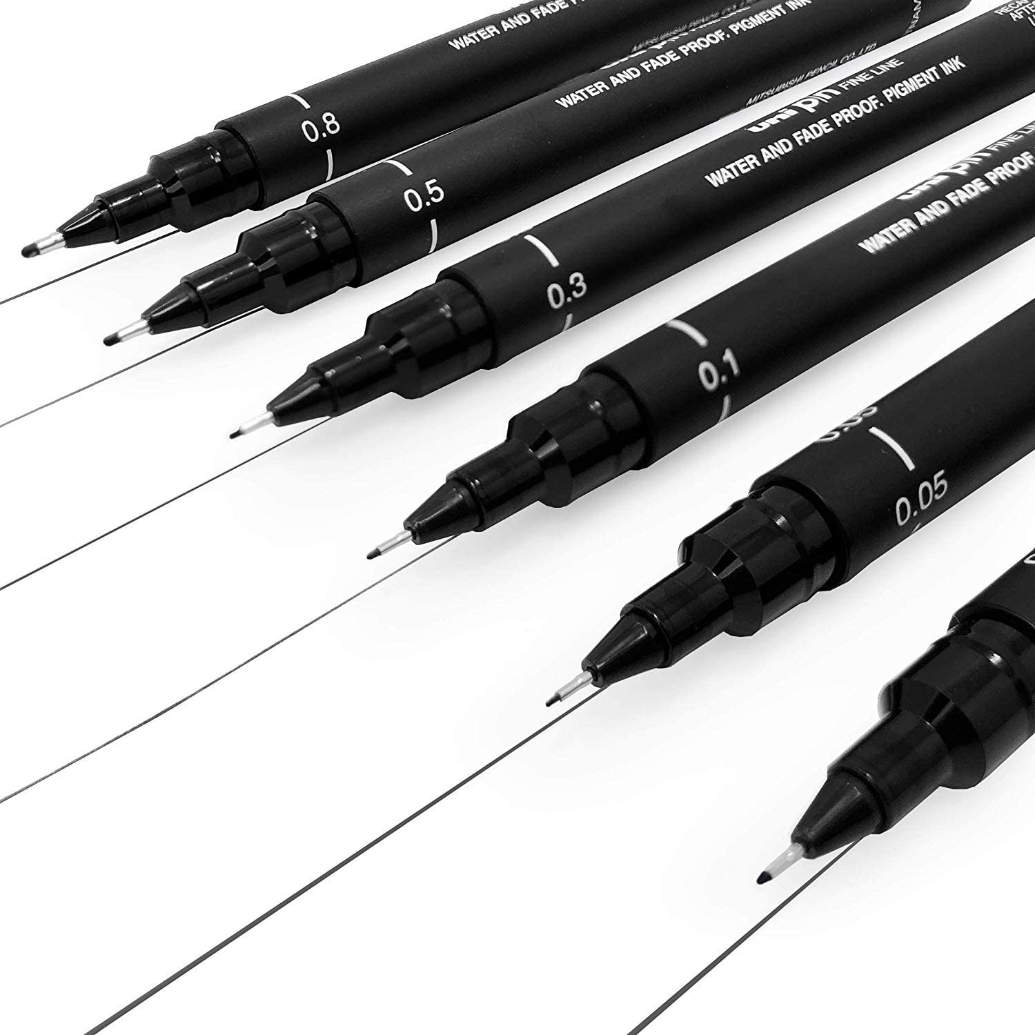 Uni Pin - Set of 6 drawing pens - black ink - fine point 0.03-0.8 mm, 6 Unité (Lot de 1) - Image 2