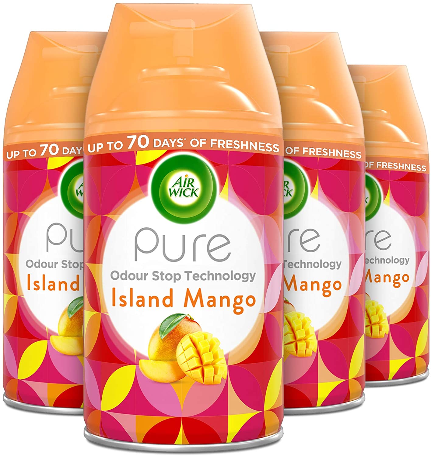 AirWick Air Freshener Freshmatic Autospray Refill, Island Mango, Multipack of 4 x 70 days, Lasts Total Up to 280 days