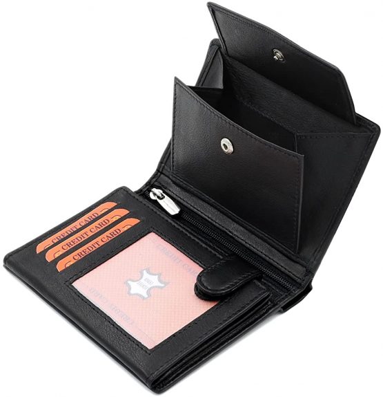 Black Leather Wallet Made from Real Leather RFID Blocking - Image 4