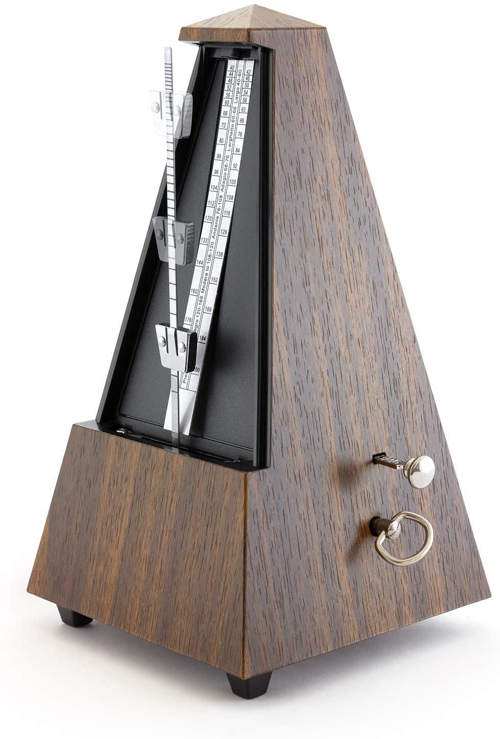 Theodore Wooden Mechanical Metronome - Classic Pyramid Style - Ideal for use with Keyboards and Pianos, Wood Effect Finish - Image 4